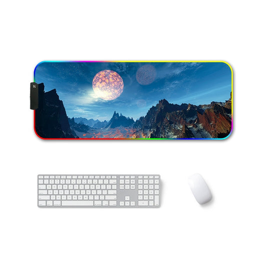 350x600x4mm F-01 Rubber Thermal Transfer RGB Luminous Non-Slip Mouse Pad(Snow Peak) - Mouse Pads by buy2fix | Online Shopping UK | buy2fix