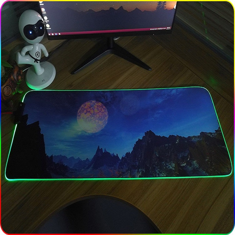 350x900x3mm F-01 Rubber Thermal Transfer RGB Luminous Non-Slip Mouse Pad(Glasses Cat) - Mouse Pads by buy2fix | Online Shopping UK | buy2fix