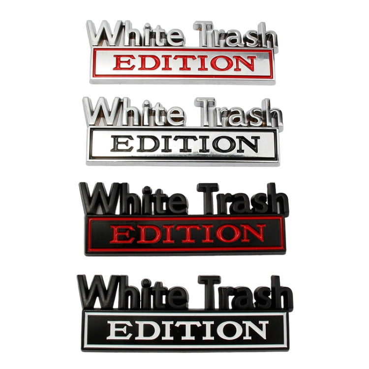 2 PCS Car Metal Modification Standard White Trash Edition Car Label Stickers(Black White) - Decorative Sticker by buy2fix | Online Shopping UK | buy2fix