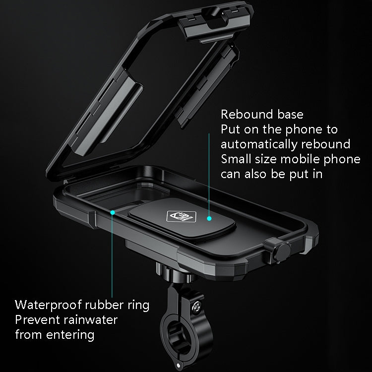 Kewig Bicycle Motorcycle Waterproof Box Mobile Phone Bracket Riding Touch Mobile Phone Fixed Seat(M18S-B1 Small Handlebar Installation) - Holder by buy2fix | Online Shopping UK | buy2fix