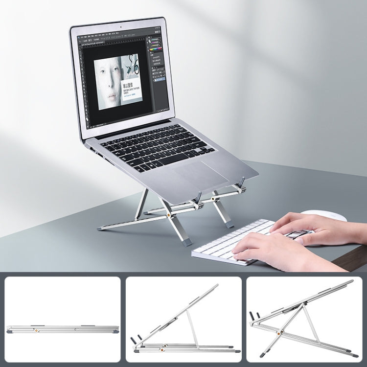 Oatsbasf Z02 Laptop Increasing Cooling Bracket Aluminum Alloy Desktop Adjustable Bracket(Silver) - Laptop Stand by Oatsbasf | Online Shopping UK | buy2fix