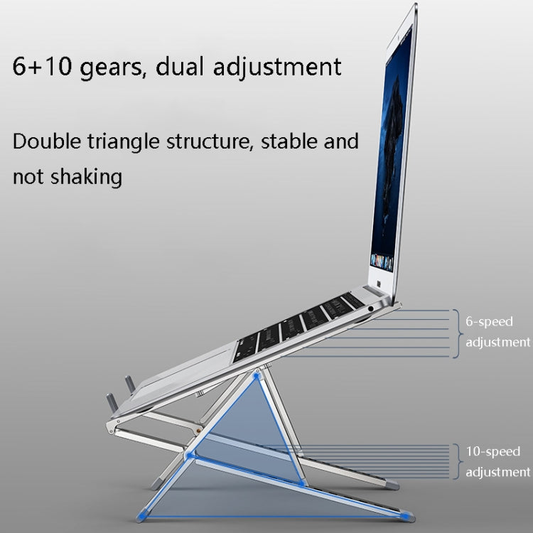 Oatsbasf Z02 Laptop Increasing Cooling Bracket Aluminum Alloy Desktop Adjustable Bracket(Silver) - Laptop Stand by Oatsbasf | Online Shopping UK | buy2fix