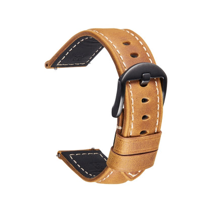 Quick Release Watch Band Crazy Horse Leather Retro Watch Band For Samsung Huawei,Size: 20mm (Light Brown Black Buckle) - Watch Bands by buy2fix | Online Shopping UK | buy2fix