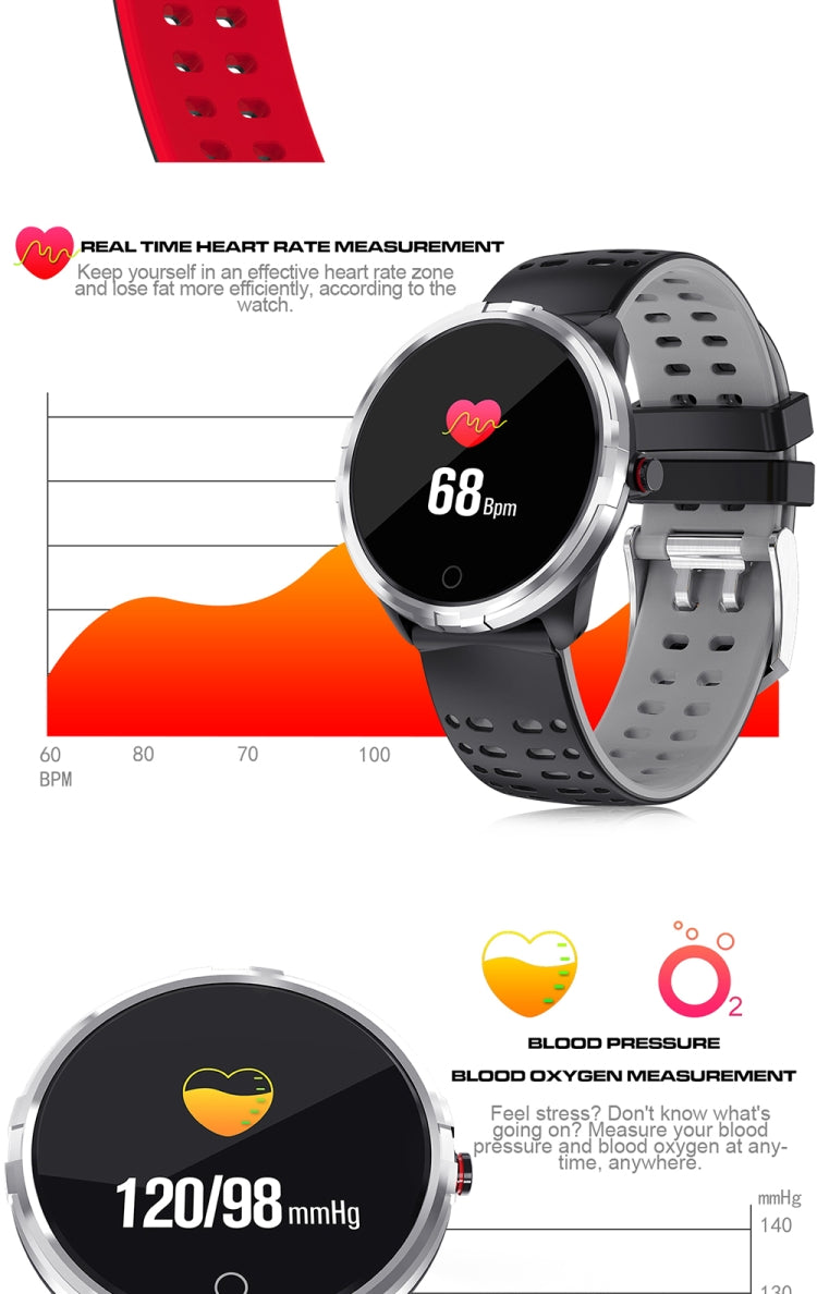 Q88 Smart Watch IP68 Waterproof Men Sports Smartwatch Android Bluetooth Watch Support Heart Rate / Call Reminder / Pedometer / Sleep Monitoring / Tracker(Black Grey) - Smart Wear by buy2fix | Online Shopping UK | buy2fix