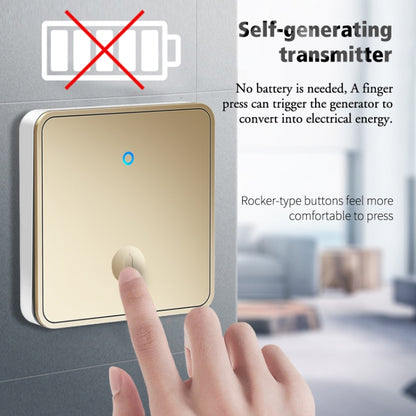 CACAZI FA50 1 For 1 Push-button Self-generating Wireless Doorbell, Plug:US Plug(Gold) - Wireless Doorbell by CACAZI | Online Shopping UK | buy2fix