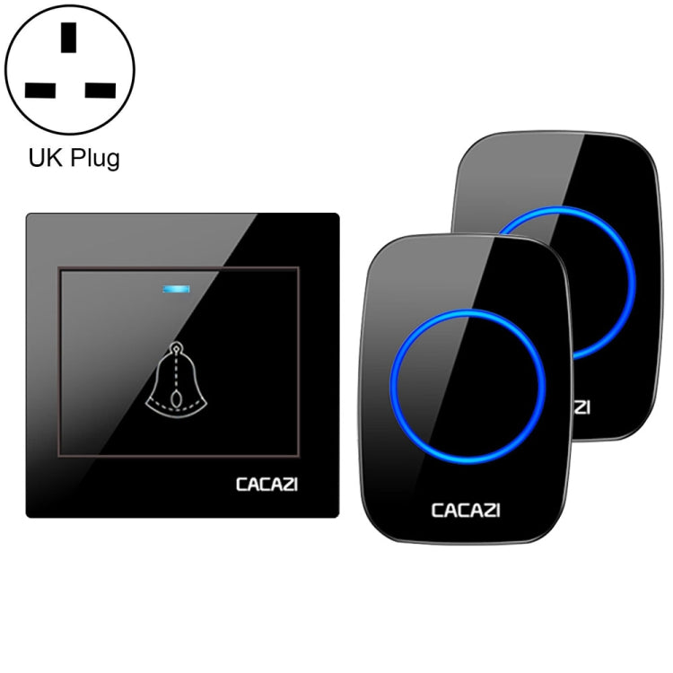 CACAZI H10 1 For 2 Home Wireless Music Doorbell without Battery, Plug:UK Plug(Black) - Wireless Doorbell by CACAZI | Online Shopping UK | buy2fix