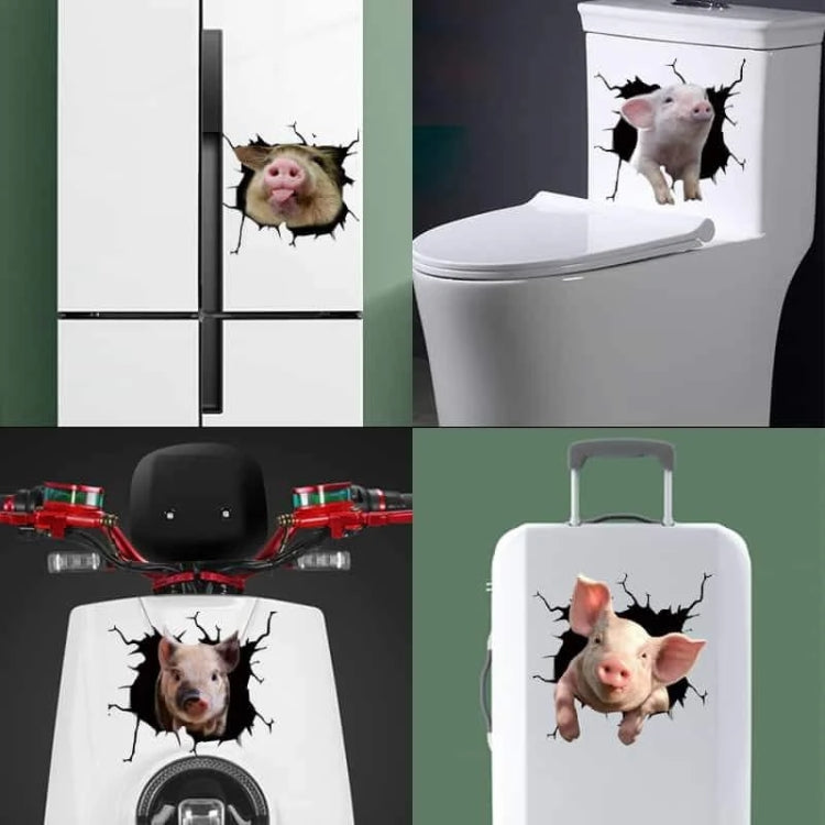 6 PCS Animal Wall Stickers Pig Hoisting Car Window Static Stickers(Pig 03) - In Car by buy2fix | Online Shopping UK | buy2fix