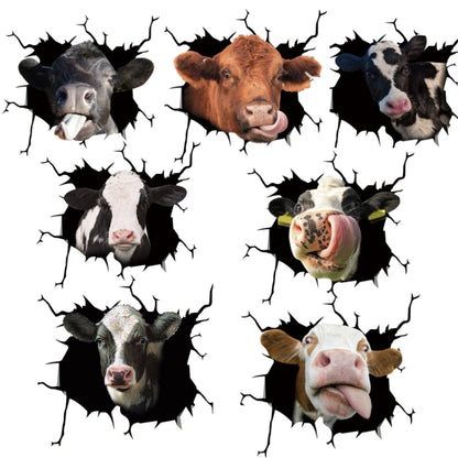 7 PCS Animal Wall Stickers Cattle Head Hoisting Car Window Static Stickers(Cow 02) - In Car by buy2fix | Online Shopping UK | buy2fix