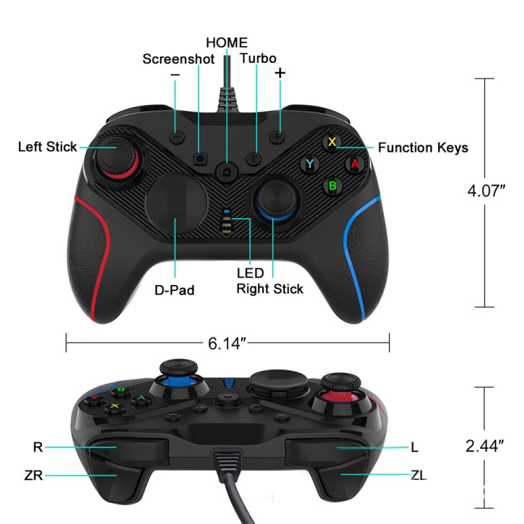 Wired Gamepad For Nintendo Switch / Android / iOS / PC(S818W Left Red Right Blue) - Gamepads by buy2fix | Online Shopping UK | buy2fix
