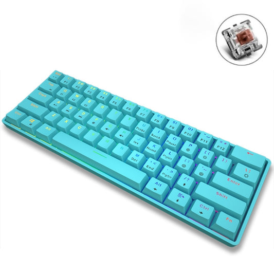 LEAVEN K28 61 Keys Gaming Office Computer RGB Wireless Bluetooth + Wired Dual Mode Mechanical Keyboard, Cabel Length:1.5m, Colour: Tea Axis (Blue) - Wireless Keyboard by LEAVEN | Online Shopping UK | buy2fix