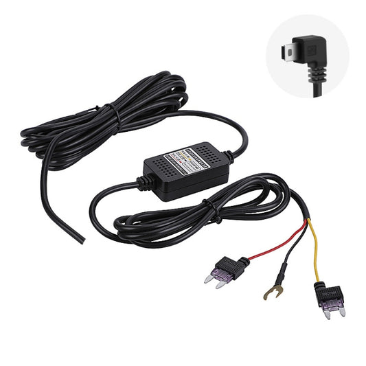 H516 Recording Step-down Line Shrinkage Video Car Charger Line Parking Monitoring Three-Core Power Cord, Model: With Fuse(Mini Left Elbow) - In Car by buy2fix | Online Shopping UK | buy2fix