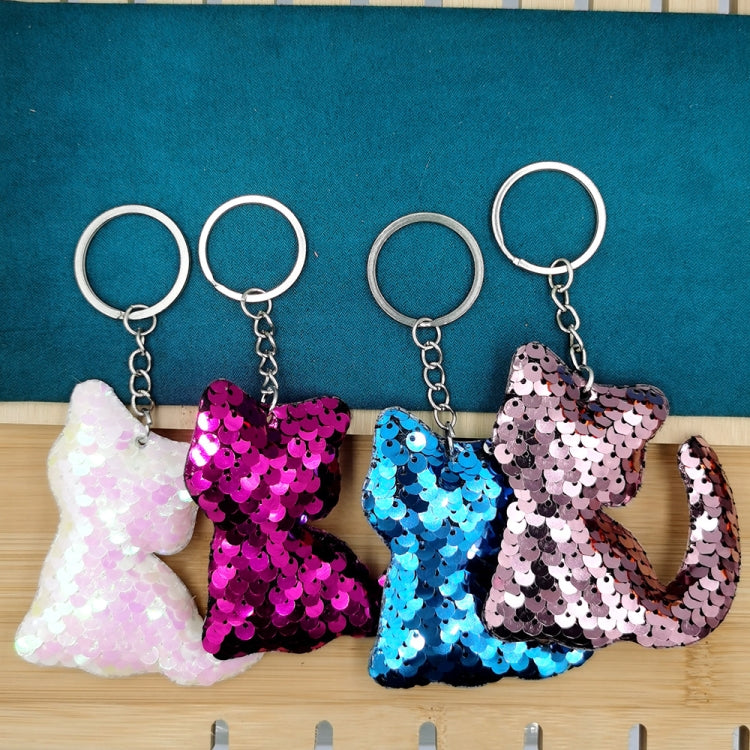 10 PCS PET Sequins Reflective Cat Keychain Bag Car Pendant, Colour: Pink 3 - In Car by buy2fix | Online Shopping UK | buy2fix