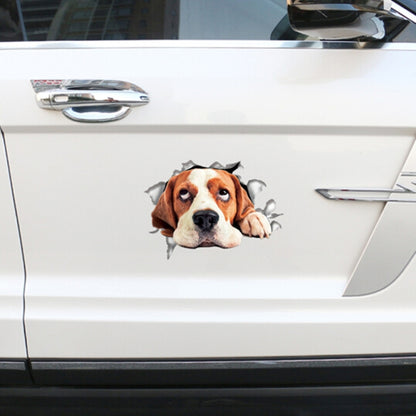 4 PCS Personality Puppy 3D Car Stickers Waterproof Car Body Block Scratches Simulation Stickers(Big Ear Dog) - In Car by buy2fix | Online Shopping UK | buy2fix