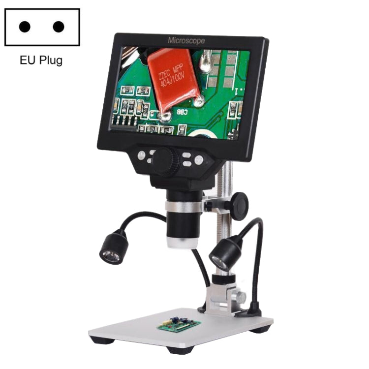 G1200D 7 Inch LCD Screen 1200X Portable Electronic Digital Desktop Stand Microscope(EU Plug With Battery) - Digital Microscope by buy2fix | Online Shopping UK | buy2fix