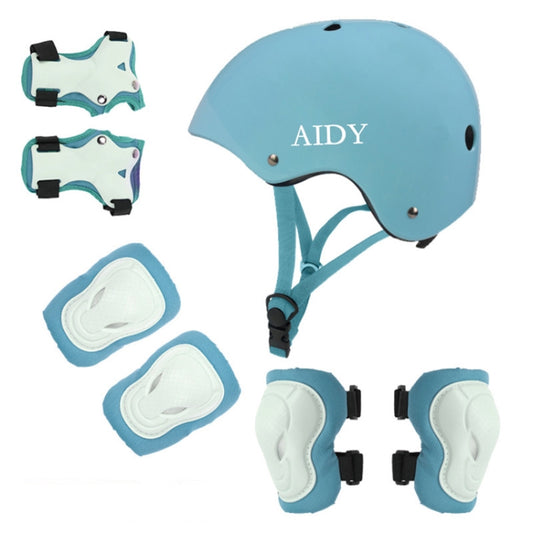 AIDY 7 In 1 Children Roller Skating Sports Protective Gear Set(Dumb Blue) - Protective Helmet & Masks by buy2fix | Online Shopping UK | buy2fix