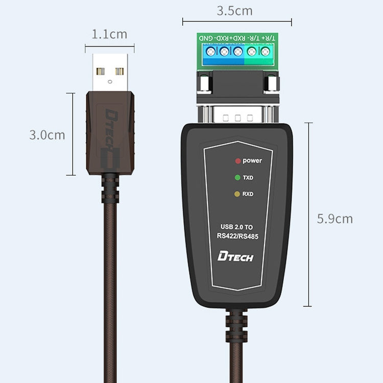 DTECH DT-5019 USB to RS485 / RS422 Conversion Cable, FT232 Chip, Length: 0.5m - RS485 / RS232 Series by DTECH | Online Shopping UK | buy2fix