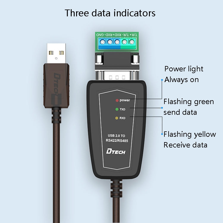 DTECH DT-5019 USB to RS485 / RS422 Conversion Cable, FT232 Chip, Length: 0.5m - RS485 / RS232 Series by DTECH | Online Shopping UK | buy2fix