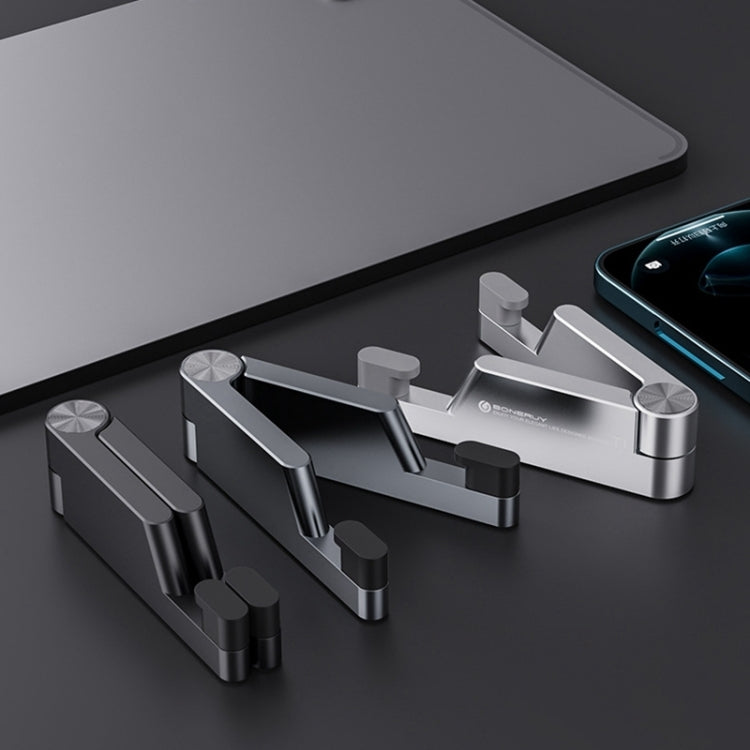 Boneruy T1  Aluminum Alloy Folding Mobile Phone Stand Tablet Computer Stand(Silver) - Desktop Holder by BONERUY | Online Shopping UK | buy2fix