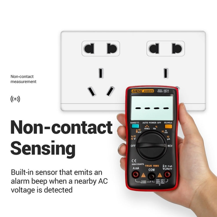 ANENG AN8009 NVC Digital Display Multimeter, Specification: Standard with Cable(Red) - Consumer Electronics by ANENG | Online Shopping UK | buy2fix