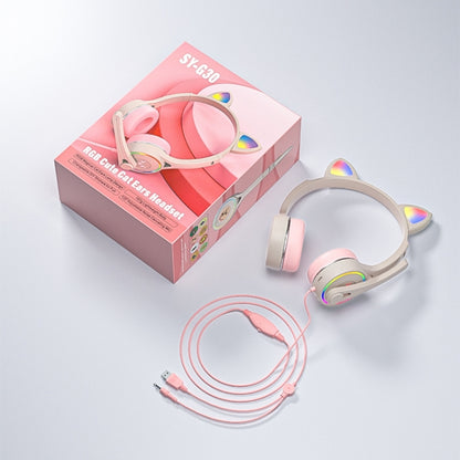 Soyto SY-G30 Cat Ear Computer Headset, Style: Non-luminous Version (Gray Pink) - Multimedia Headset by Soyto | Online Shopping UK | buy2fix