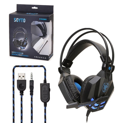 Soyto SY850MV Luminous Gaming Computer Headset For PC (Red Blue) - Multimedia Headset by Soyto | Online Shopping UK | buy2fix