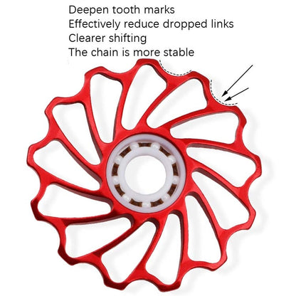 MEROCA Ceramic Bearing Mountain Bike Guide Wheel(13T Red) - Outdoor & Sports by MEROCA | Online Shopping UK | buy2fix