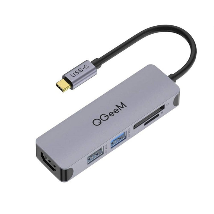 QGeeM QG-UH05-4 5 In 1 TYPE-C Extension HUB Adapter Compatible with SD/TF Reader(5-port) - USB HUB by QGeeM | Online Shopping UK | buy2fix