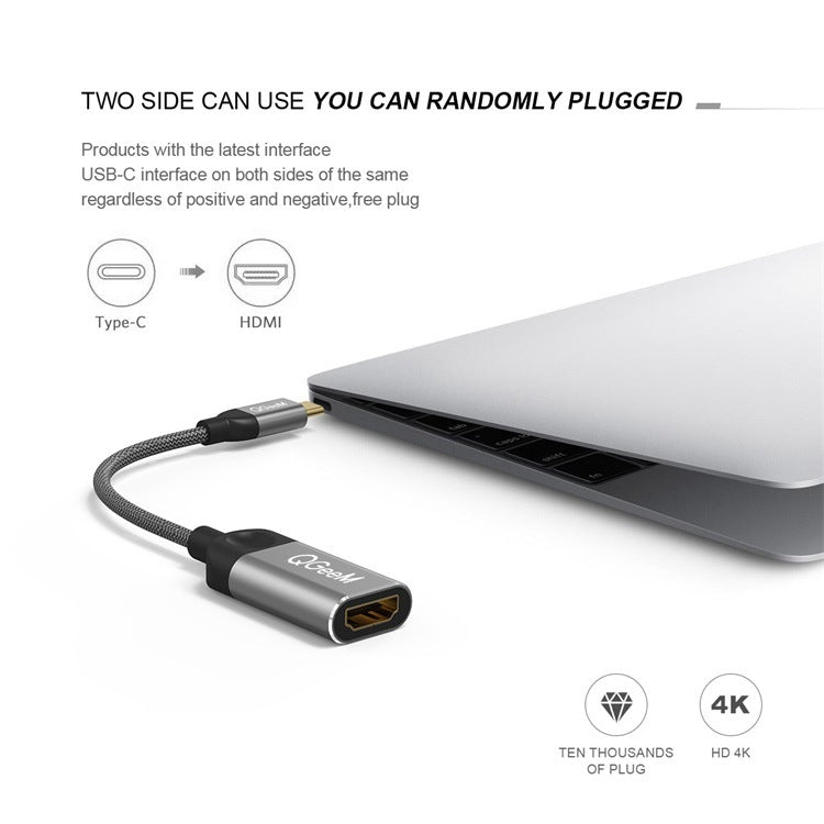 QGeeM QG-UA01 USB TYPE-C To HDMI Adapter(Silver Gray) - Computer & Networking by QGeeM | Online Shopping UK | buy2fix