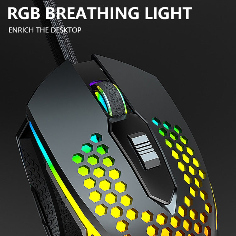 LEAVEN S50 6Keys Macro Definition Programmable RGB Lighted Gaming Wired Mouse, Cable Length: 1.5m(Black) - Wired Mice by LEAVEN | Online Shopping UK | buy2fix