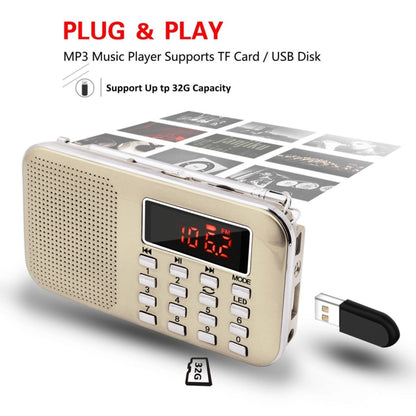 L-218AM  MP3 Radio Speaker Player Support TF Card USB with LED Flashlight Function(Gold) - Consumer Electronics by buy2fix | Online Shopping UK | buy2fix