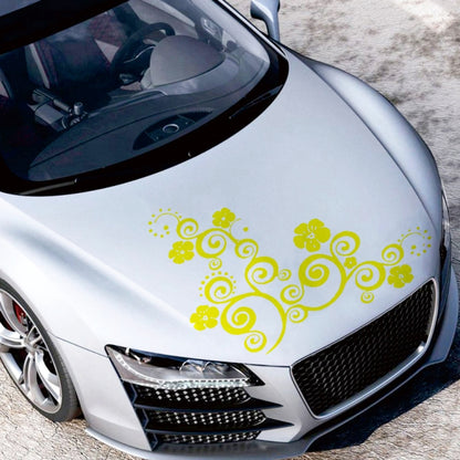 D-908 Summer Flower Totem PVC Car Hood Sticker(Yellow) - In Car by buy2fix | Online Shopping UK | buy2fix