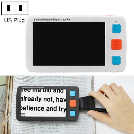 5.0 inch Portable HD Electronic Vision Aid Low Vision Magnifying Glass Reader, US Plug(White) - Consumer Electronics by buy2fix | Online Shopping UK | buy2fix