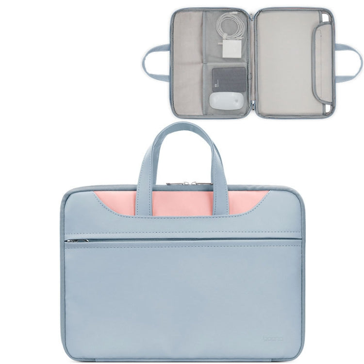 Baona BN-Q006 PU Leather Full Opening Laptop Handbag For 14 inches(Sky Blue+Pink) - 15 inch by Baona | Online Shopping UK | buy2fix