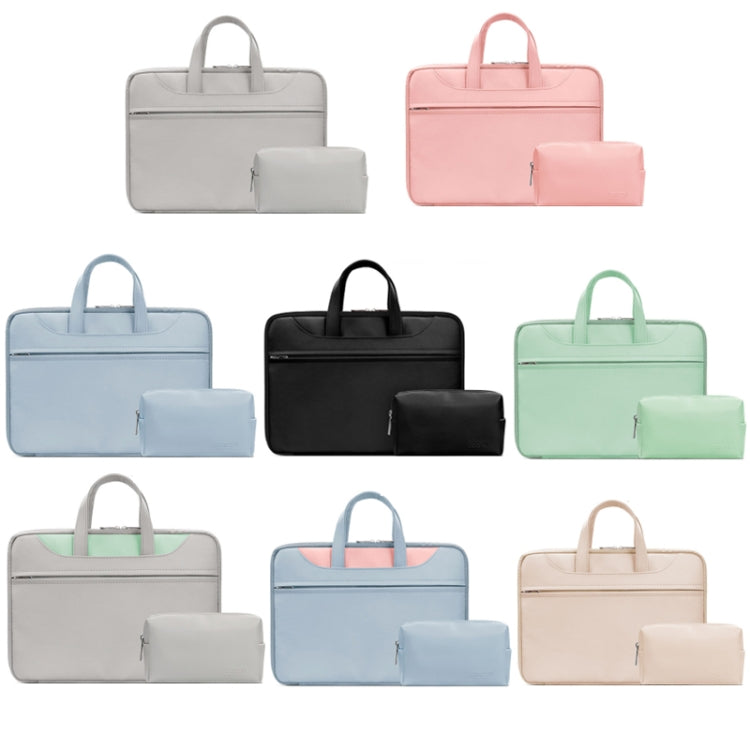 Baona BN-Q006 PU Leather Full Opening Laptop Handbag For 15/15.6/16 inches(Mint Green+Power Bag) - 15.6 - 17 inch by Baona | Online Shopping UK | buy2fix