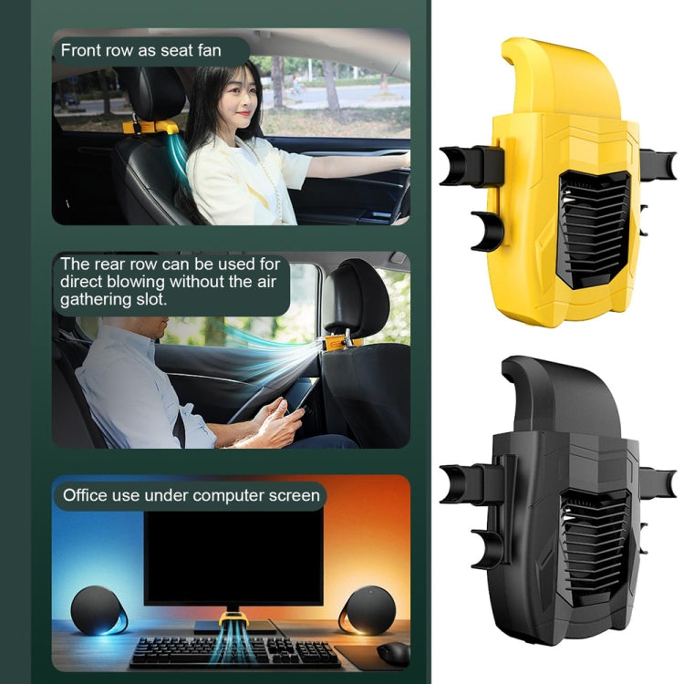 F415 Car Multifunctional Seat Back USB Fan(Yellow) - In Car by buy2fix | Online Shopping UK | buy2fix