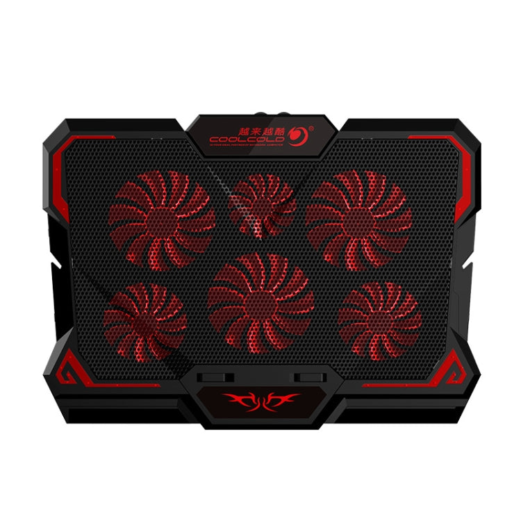 CoolCold  17inch Gaming Laptop Cooler Six Fan Two USB Port 2600RPM Laptop Cooling Pad( Black Red) - Computer & Networking by CoolCold | Online Shopping UK | buy2fix