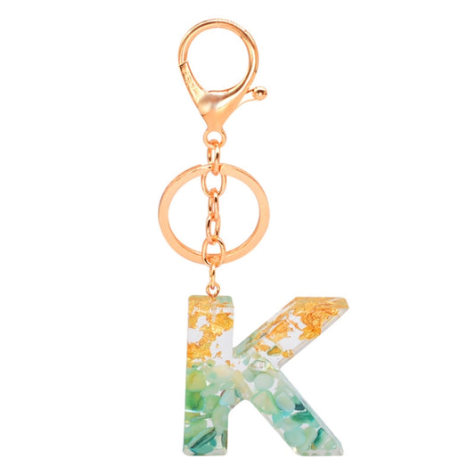 2 PCS Gold Foil Epoxy English Letter Keychain Bag Pendant(K) - In Car by buy2fix | Online Shopping UK | buy2fix