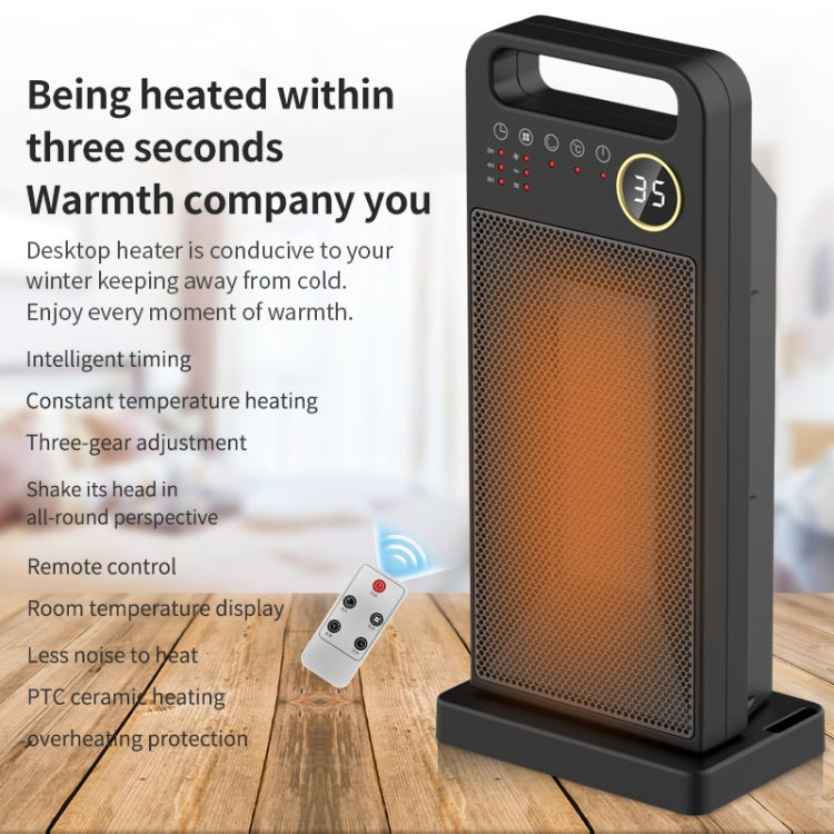 LCD Digital Display Rotary Remote Control Heater PTC Ceramic Heating Heater, Spec: EU Plug (Black) - Consumer Electronics by buy2fix | Online Shopping UK | buy2fix