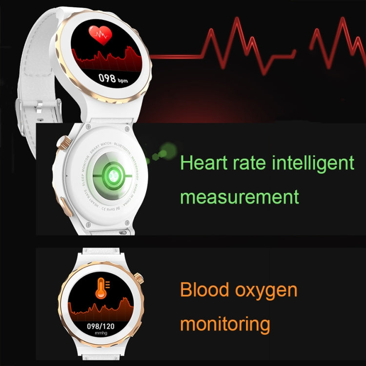 HW3 Mini Heart Rate/Blood Oxygen Monitoring Smart Watch with NFC Function(Silver Shell White Leather) - Smart Wear by buy2fix | Online Shopping UK | buy2fix