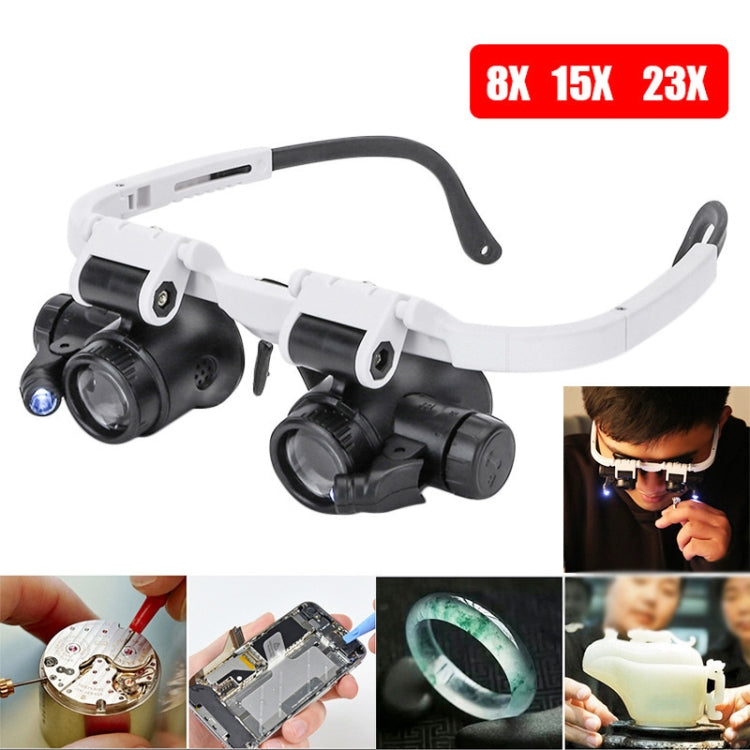 9892H-1  8x / 15x / 23x  2LED Head-mounted Magnifier Watch Repair Glasses Type Magnifier - Consumer Electronics by buy2fix | Online Shopping UK | buy2fix