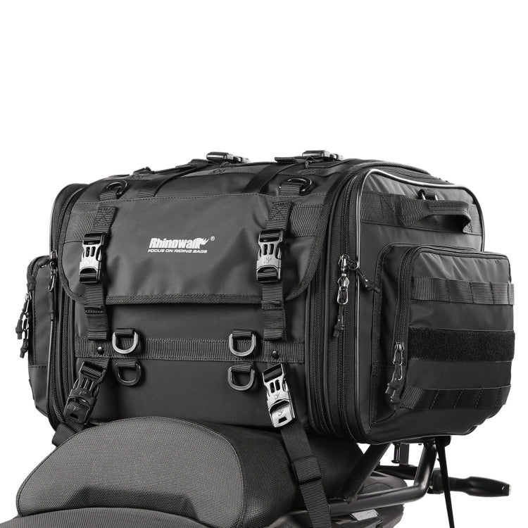 Rhinowalk MT4060 Large-capacity Foldable Expandable Tail Bag for Motorcycle Riding with Rain Cover(Black) - Bags & Luggages by Rhinowalk | Online Shopping UK | buy2fix