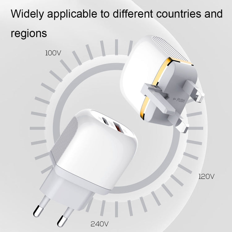 LDNIO A2316C 20W PD+QC 3.0 Phone USB Multi-hole Fast Charger EU Plug with Type-C to 8 Pin Cable - USB Charger by LDNIO | Online Shopping UK | buy2fix