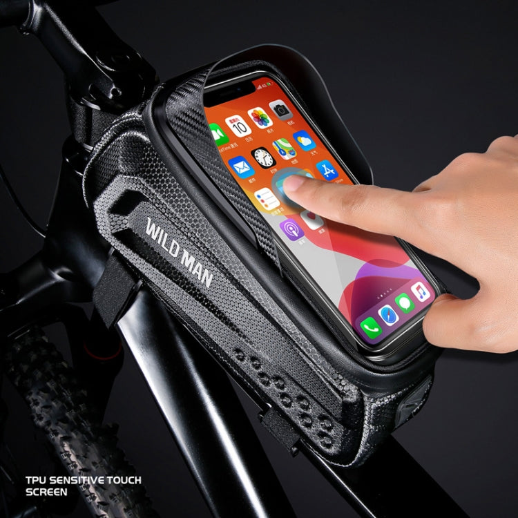 WILD MAN E10 1L Mountain Bike EVA Hard Shell Touch Screen Front Beam Bag(Black) - Bicycle Bags by WILD MAN | Online Shopping UK | buy2fix
