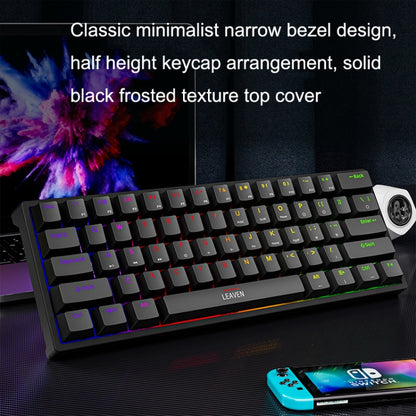 LEAVEN K620 61 Keys Hot Plug-in Glowing Game Wired Mechanical Keyboard, Cable Length: 1.8m, Color: Black White Green Shaft - Wired Keyboard by LEAVEN | Online Shopping UK | buy2fix