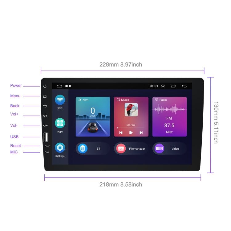 A3236 9 inch Android 11 Single Butt MP5 Player, Style: Wifi 1+16G(Standard) - In Car by buy2fix | Online Shopping UK | buy2fix