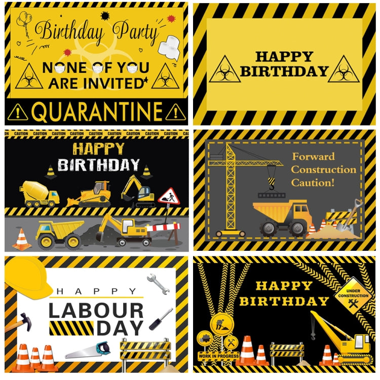 1.5m x 1m  Construction Vehicle Series Happy Birthday Photography Background Cloth(Mdm07792) - Camera Accessories by buy2fix | Online Shopping UK | buy2fix