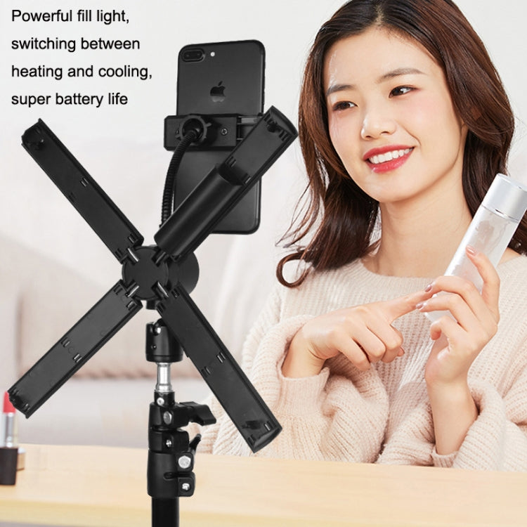 Mobile Phone Portable Beauty Live Four Tube Folding Fill Light, Style: Wire Control Model - Consumer Electronics by buy2fix | Online Shopping UK | buy2fix