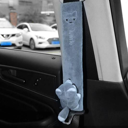 002 Cute Cartoon Thicked Seat Belt Anti-Strangled Protective Cushion, Length: 30.5cm (Gray Fox) - In Car by buy2fix | Online Shopping UK | buy2fix