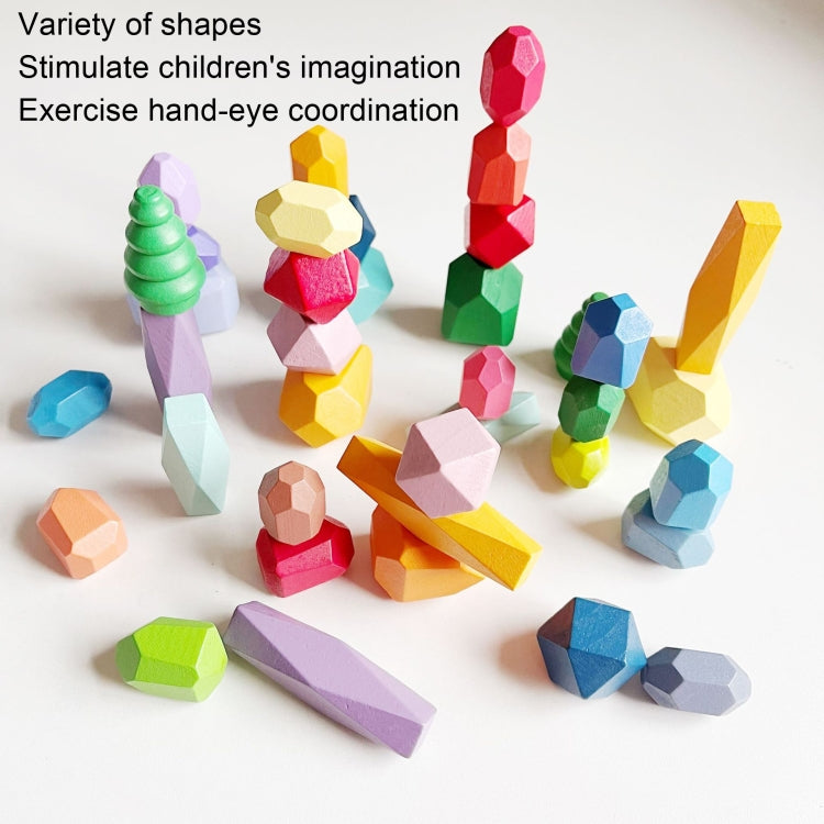 16 Grains Colorful B Children Early Teachings Stack Stone Building Blocks Wood Stack Stone Toys - Building Blocks by buy2fix | Online Shopping UK | buy2fix