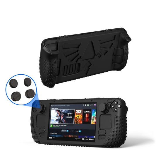 For Steam Deck V V4-1 Pocket Consoles Silicone Non-slip Protective Case with Holder Function(Black) - Cover Case by buy2fix | Online Shopping UK | buy2fix